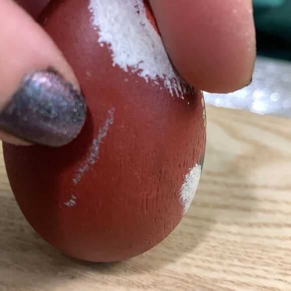 Two Small Vintage Hand Painted Artist Signed Wooden Egg Santa Folk Art Figurines - Picture 9 of 17